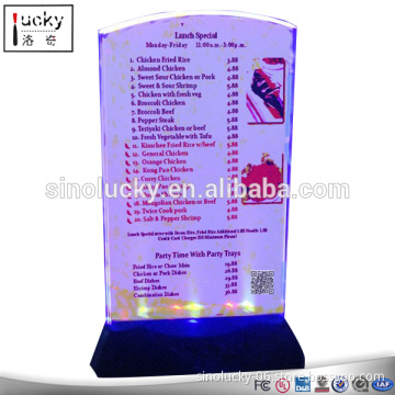 Tabletop Engraving Illuminated LED Edge-Lit Acrylic Menu Sign